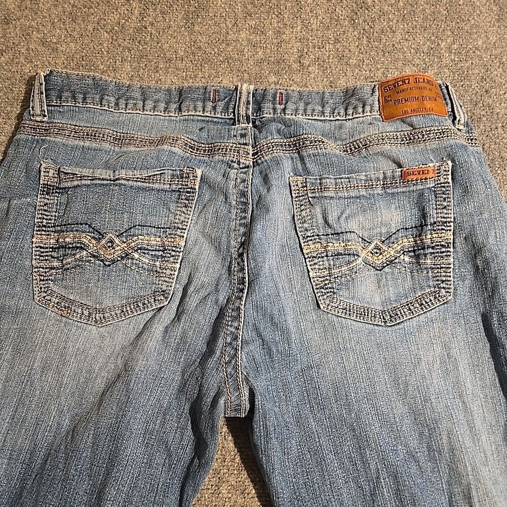 Seven7 Denim Jeans Mens 38x30 Blue Distressed Straight Fit 5 Pocket Casual Work